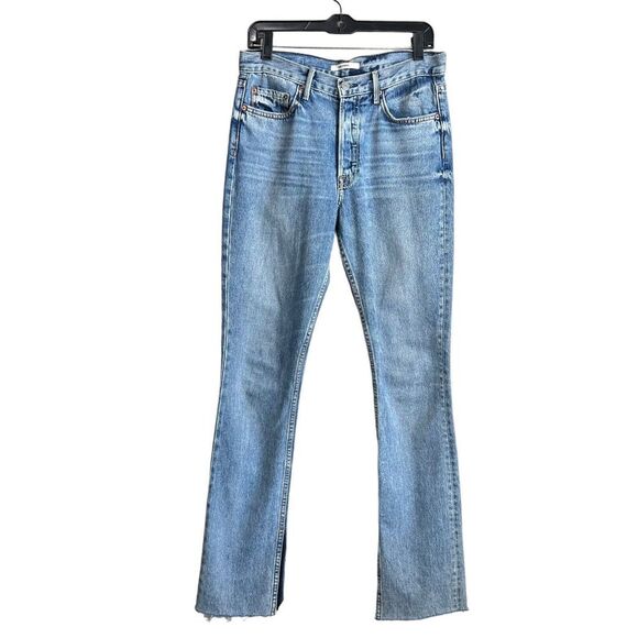 Grlfrnd Addison Jeans Womens 27 Slit Hem Raw Light Blue Wash Cotton High Rise - Picture 1 of 9